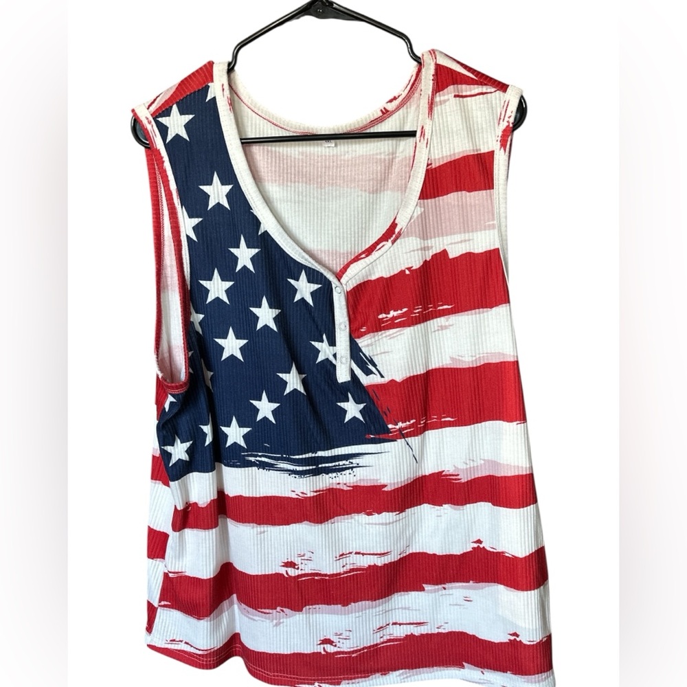 Red White and Blue flag sleeveless tank